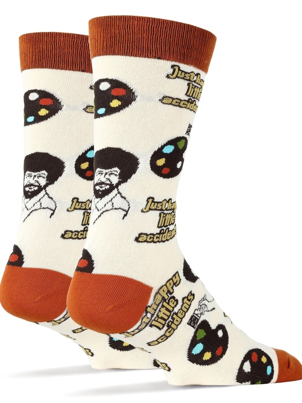 NEW Oooh Yeah! Bob Ross Happy Little Accidents Men's One Size Crew Socks